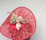 Red fascinator