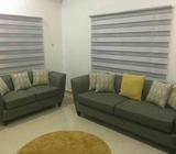 Settee with throw pillow