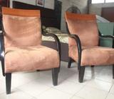 Two-Piece Arm Chairs in Suede Fabric