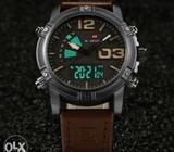 Brown Leather Naviforce Chronograph Watch